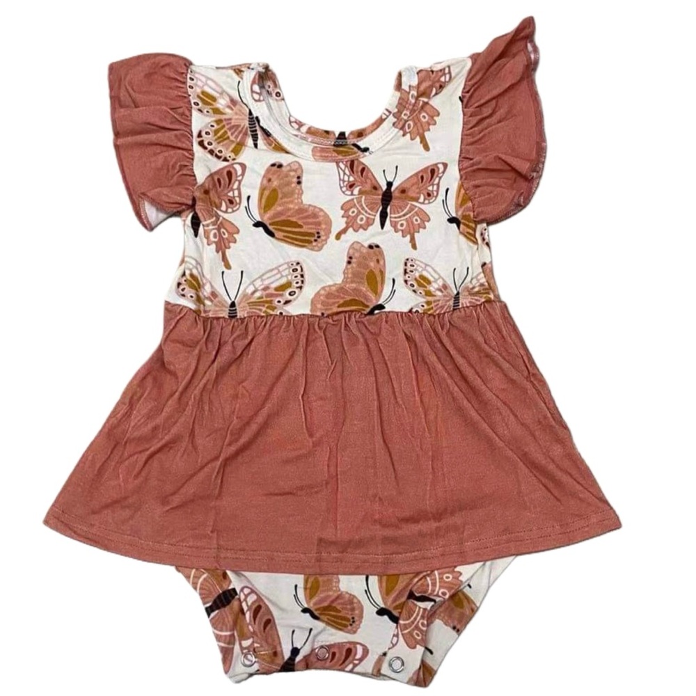 Butterfly Flutters Bamboo Twirl Dress / Skirted Bodysuit